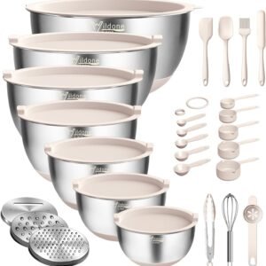 Conjunto de Tigelas de Preparo Wildone com Tampas Herméticas, Empilháveis, Aço Inoxidável, 27 Peças