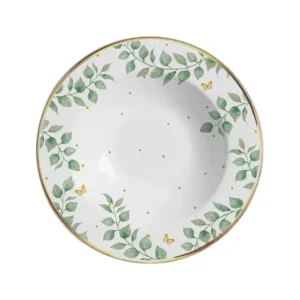 Jogo 6 Pratos Fundo Donatella Cerâmica Filete Ouro 25cm Alleanza
