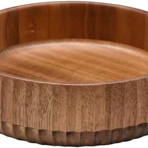 Oikos - Bowl Tigela Saladeira Grande 22cm de Madeira Acácia Canelado