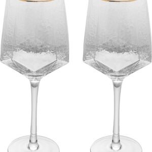 WOLFF - Conjunto 2 Taças de Cristal com Fio de Ouro 600ml para Vinho - Modelo Taj